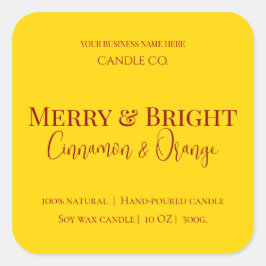 Adesivo Quadrado Merry & Bright Holiday | Editable Christmas Candle