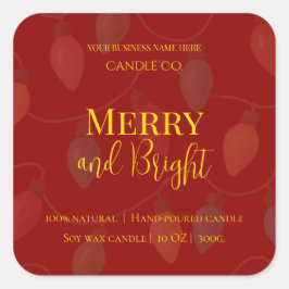 Adesivo Quadrado Merry & Bright Holiday | Editable Christmas Candle