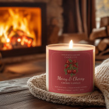 Merry & Cherry Christmas Candle Label