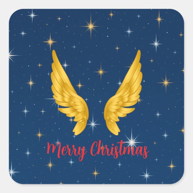 Adesivo Quadrado Merry Christmas Angel Wings (Frente)