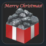 Adesivo Quadrado Merry Christmas Coal presente<br><div class="desc">Forjado por Lord_Grixis</div>