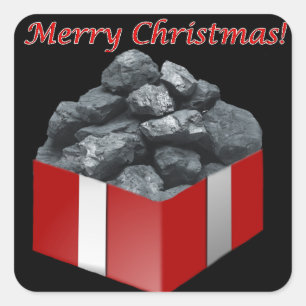 Adesivo Quadrado Merry Christmas Coal presente