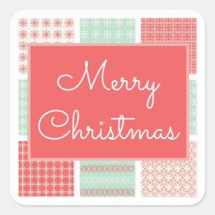 Adesivo Quadrado Merry Christmas Country Quilt Sticker