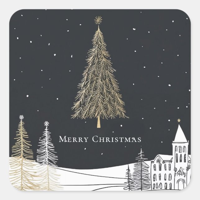 Adesivo Quadrado Merry Christmas Holiday (Frente)