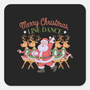 Adesivo Quadrado Merry Christmas Line Dance Celebra a temporada
