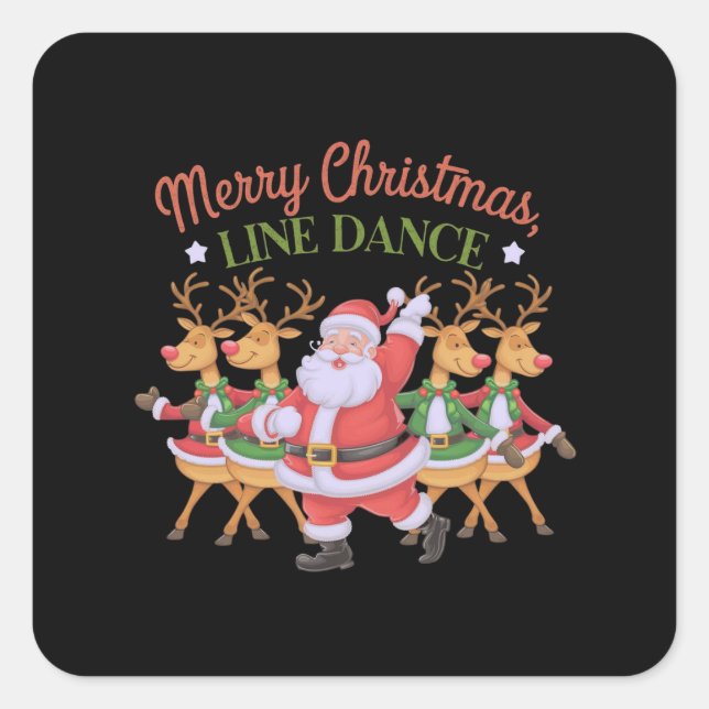 Adesivo Quadrado Merry Christmas Line Dance Celebra a temporada (Frente)