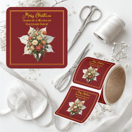 Adesivo Quadrado Merry Christmas Modern Calligraphy Small Business 