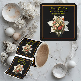 Adesivo Quadrado Merry Christmas Modern Topography Small Biz Floral