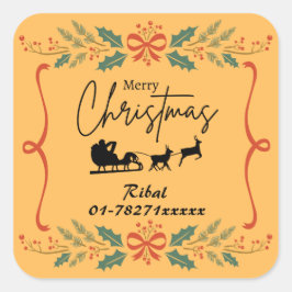 Adesivo Quadrado Merry Christmas Personalised Business Sticker