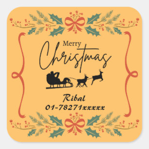 Adesivo Quadrado Merry Christmas Personalised Business Sticker