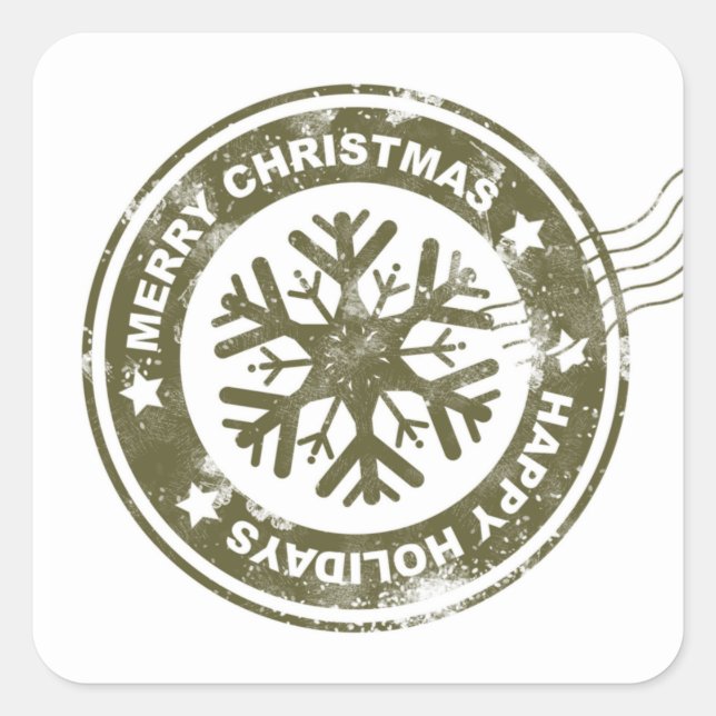 Adesivo Quadrado Merry Christmas Postmark Seal (Frente)