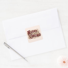 Adesivo Quadrado Merry Christmas - Red and Gold