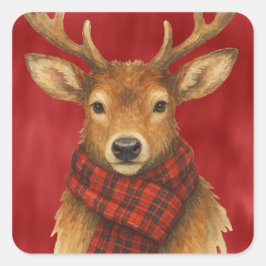 Adesivo Quadrado Merry Christmas Reindeer