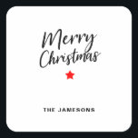 Adesivo Quadrado Merry Christmas Square Sticker<br><div class="desc">Na moda mínima proposta para seus presentes. Feliz Natal não é editável, mas o texto abaixo é. Então você pode colocar o seu nome, o nome da sua família ou o nome da sua empresa. Você pode fechá-la como uma camada (o olho da camada à direita das camadas que estão...</div>