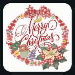 Adesivo Quadrado Merry Christmas Sticker<br><div class="desc">Perfeito para artigos feitos à mão - costura, tricô, artesanatos... . comidas ... .. para usar envelopes ... você o chama. O quadrado é realmente a melhor forma para eles. Por favor, veja minha costura e mão feita por coleção, Natal, coleção de cozinha, coleção de adesivos, e tudo! Aproveite e...</div>