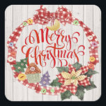 Adesivo Quadrado Merry Christmas Sticker<br><div class="desc">Perfeito para artigos feitos à mão - costura, tricô, artesanatos... . comidas ... .. para usar envelopes ... você o chama. O quadrado é realmente a melhor forma para eles. Por favor, veja minha costura e mão feita por coleção, Natal, coleção de cozinha, coleção de adesivos, e tudo! Aproveite e...</div>