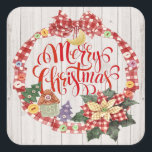 Adesivo Quadrado Merry Christmas Sticker<br><div class="desc">Perfeito para artigos feitos à mão - costura, tricô, artesanatos... . comidas ... .. para usar envelopes ... você o chama. O quadrado é realmente a melhor forma para eles. Por favor, veja minha costura e mão feita por coleção, Natal, coleção de cozinha, coleção de adesivos, e tudo! Aproveite e...</div>