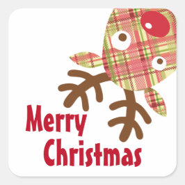 Adesivo Quadrado Merry Christmas Whimsical Reindeer