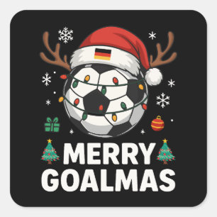 Adesivo Quadrado Merry Goalmas - Futebol de Natal Engraçado