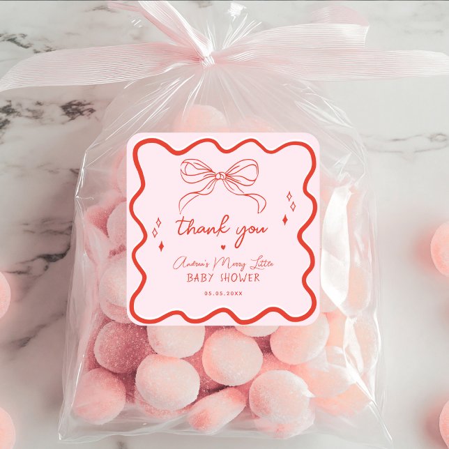 Adesivo Quadrado Merry Little Baby Shower Hand Drawn Christmas (Criador carregado)