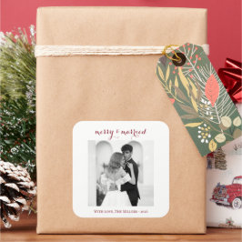 Adesivo Quadrado Merry & Married - Personalized Newlywed Christmas