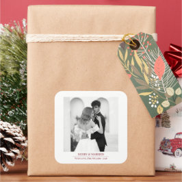 Adesivo Quadrado Merry & Married - Personalized Newlywed Christmas