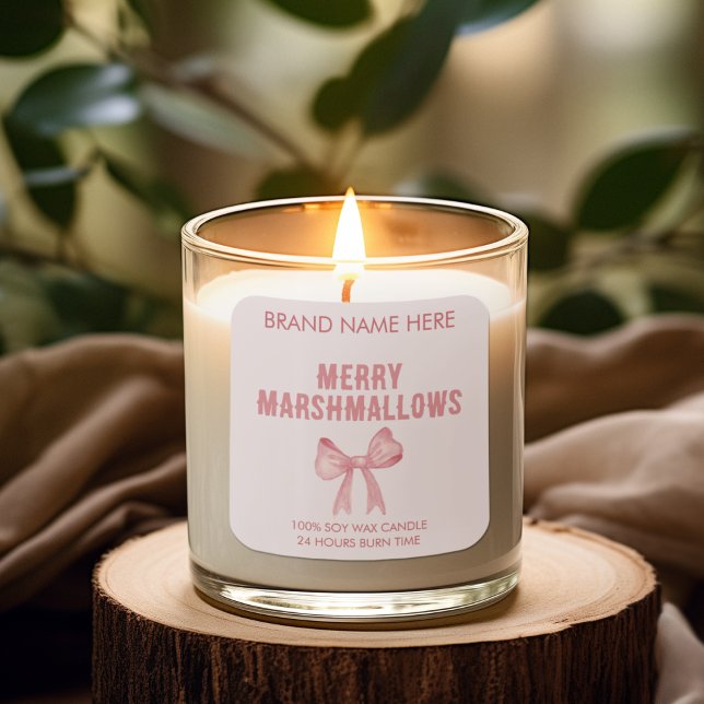 Adesivo Quadrado Merry Marshmallows | Modern Candle Labels (Criador carregado)
