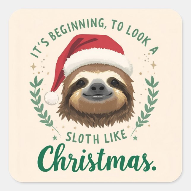 Adesivo Quadrado Merry Slothmas, Stickers (Frente)