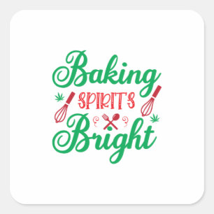 Adesivo Quadrado Merry Xmas Baking Spirits Bright