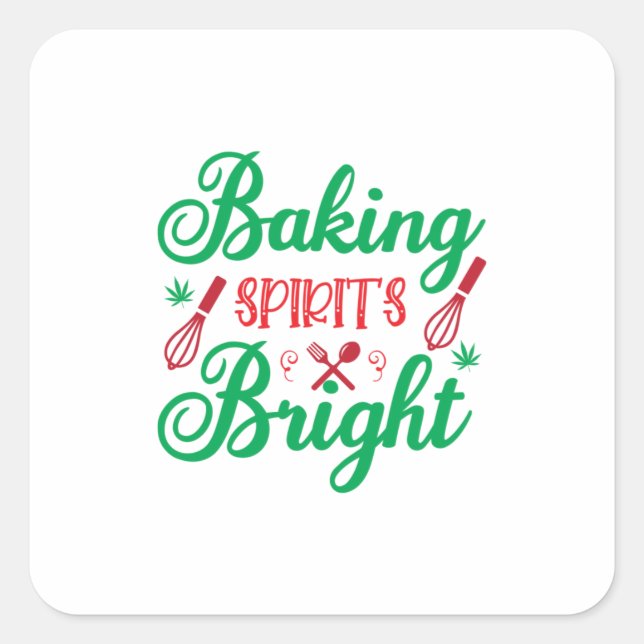 Adesivo Quadrado Merry Xmas Baking Spirits Bright (Frente)