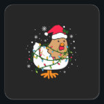 Adesivo Quadrado Merry Xmas Chicken Christmas Tree Light<br><div class="desc">Merry Xmas Chicken Christmas Tree Light</div>