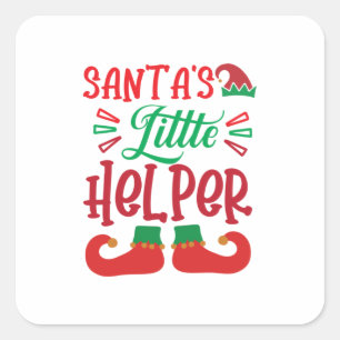 Adesivo Quadrado Merry Xmas Santa Little Helper