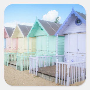Adesivo Quadrado Mersea Island Beach Huts