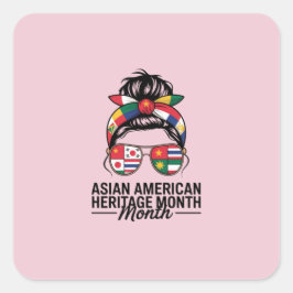 Adesivo Quadrado mês do patrimônio dos ilhéus asiáticos e pacifista