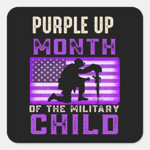 Adesivo Quadrado Mês Roxo da Criança Militar Americana