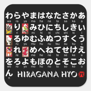 Adesivo Quadrado Mesa de hiragana japonesa (Hanafuda)