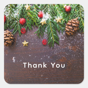 Adesivo Quadrado Mesa de Natal russa com pinheiro e neve