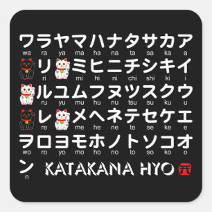 Adesivo Quadrado Mesa Katakana Japonesa (Gato Sortudo)
