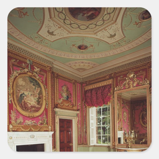 Adesivo Quadrado Mesa lateral, copo de píer e lareira de Adam (Frente)