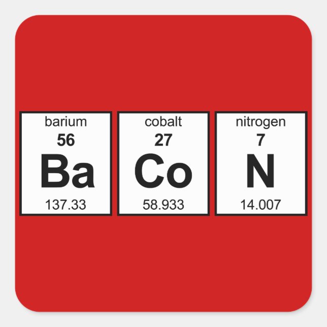 Adesivo Quadrado Mesa periódica BaCoN (Frente)