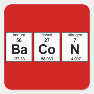 Adesivo Quadrado Mesa periódica do bacon