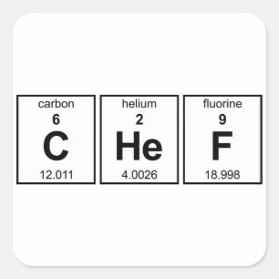 Adesivo Quadrado Mesa periódica do cozinheiro chefe