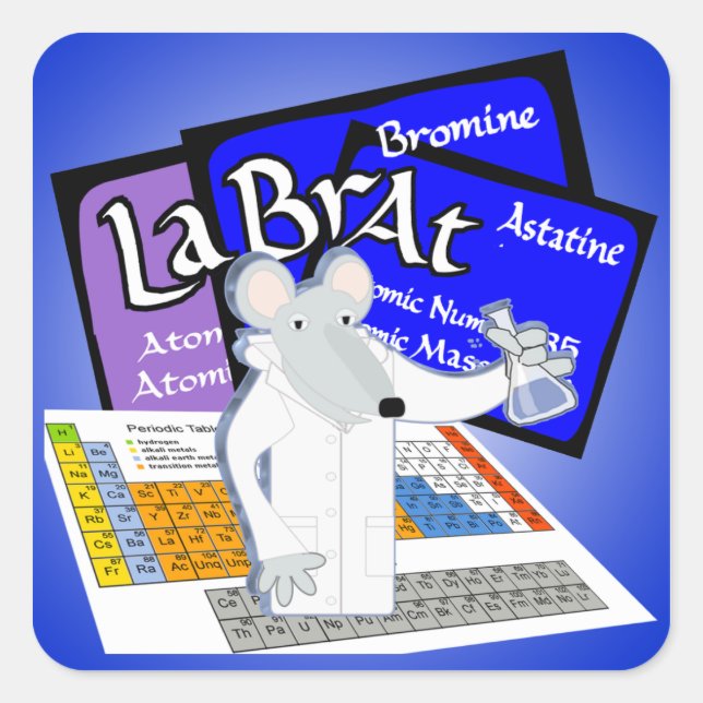 ADESIVO QUADRADO MESA PERIÓDICA DO LABORATÓRIO DE RAT LAB (Frente)