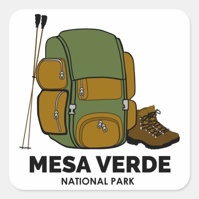 Adesivo Quadrado Mesa Verde National Park Backpack (Frente)