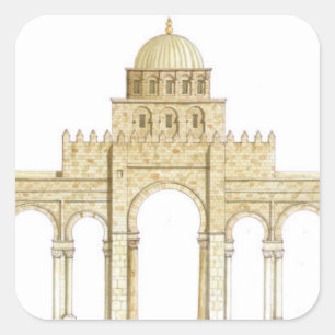 Adesivo Quadrado Mesquita de Uqba. Kairouan Tunísia. Façade