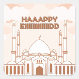 Adesivo Quadrado mesquita Inglês feliz eid -Eid Al Fitr-