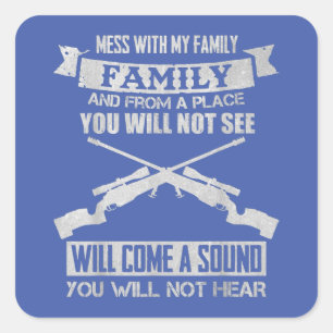 Adesivo Quadrado Mess Com O Sniper Da Minha Família, A Família Mili