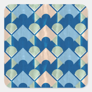 Adesivo Quadrado Metallic blue geometric diamond shapes
