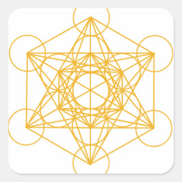 Adesivo Quadrado Metatron Cube Dourado