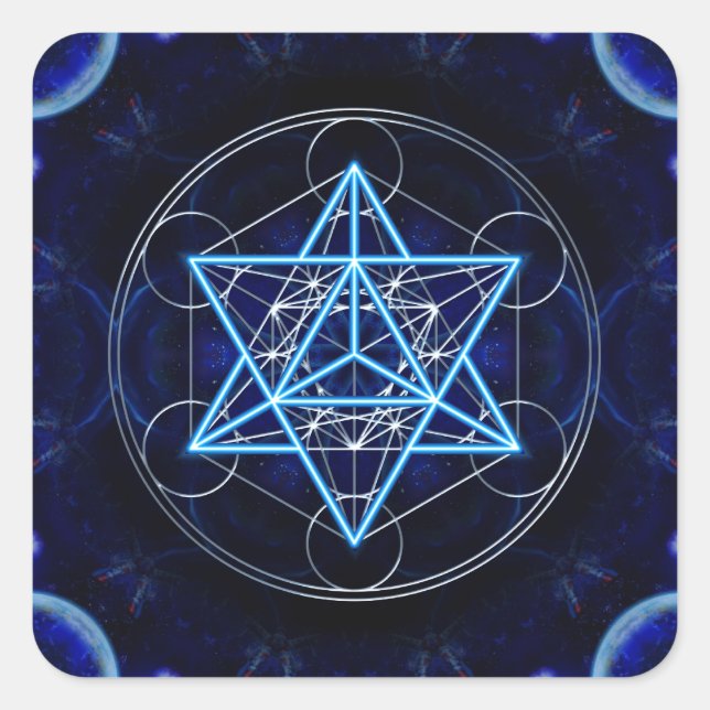 Adesivo Quadrado Metatrons cubo - Merkaba estrela Tetraeder - (Frente)